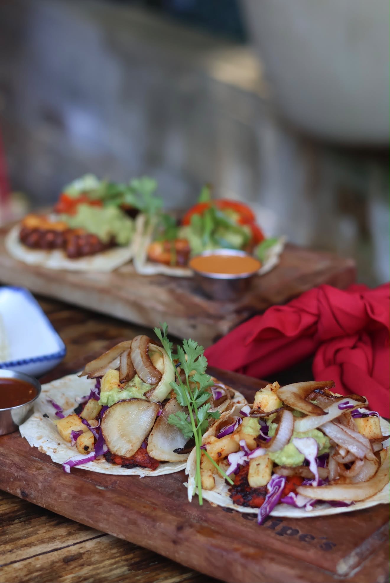 A flight of gourmet tacos at El Patio Palm Springs